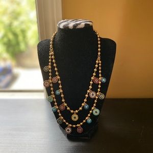 Betsy Johnson Mixed Eye Charm 2 Row Necklace